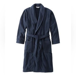L.L. Bean lounge 100% Cotton robe  Tie Waist Blue Size L